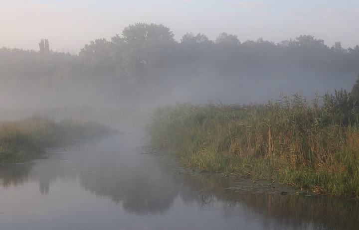 Bug — Desna river, feeder of the Southern Bug , at dawn. Ukraine, Vinnytsia Raion
