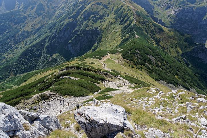 Giewont z Kuźnic przez Halę Kondratową — View from Giewont towards Wyżnia Kondracka Pass and Kondracka Pass, Tatra Mountains