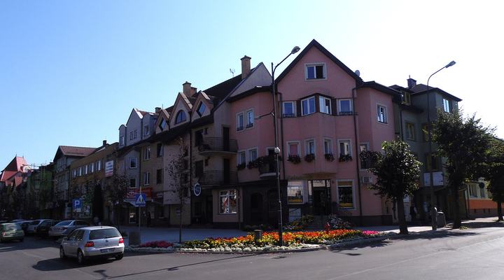 Gołdap — Kamienice w Centrum miasta.