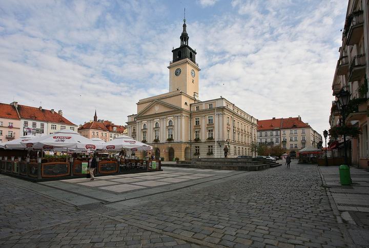 Kalisz — Kaliski ratusz w kontekście zabudowy rynku.