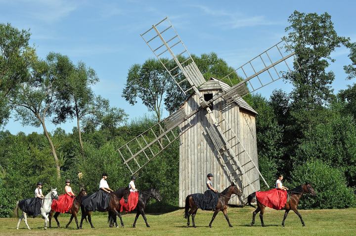 Kolbuszowa — Horse parade in Museum of Folk Culture in Kolbuszowa