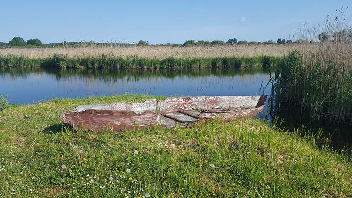 Krutynia — old boat on Krutynia River. This image has been originally created as the illustration for