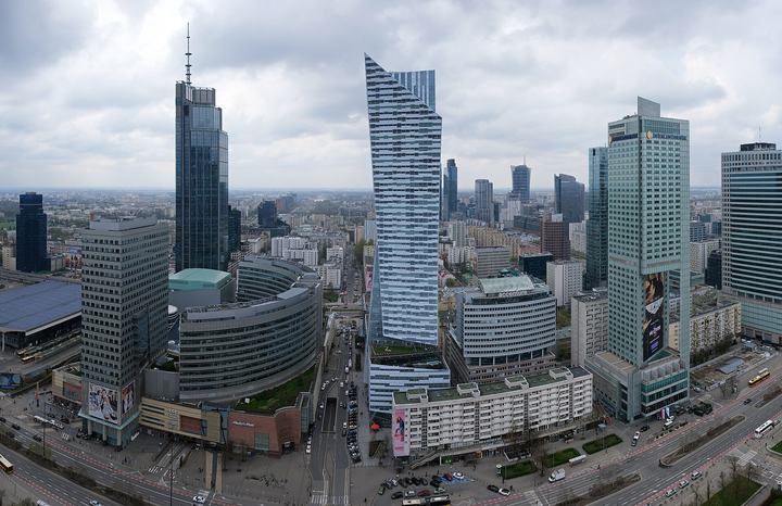 Pałac Kultury i Nauki — Panoramic view from Palace of Culture and Science in Warsaw.