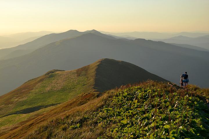 Połonina Caryńska z Ustrzyk Górnych — Bieszczady mountains, Poland. Połonica Caryńska in the evening