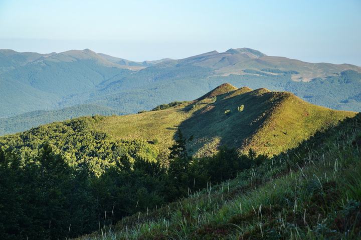 Połonina Caryńska z Ustrzyk Górnych — Bieszczady mountains, Poland. View from Połonina Caryńska