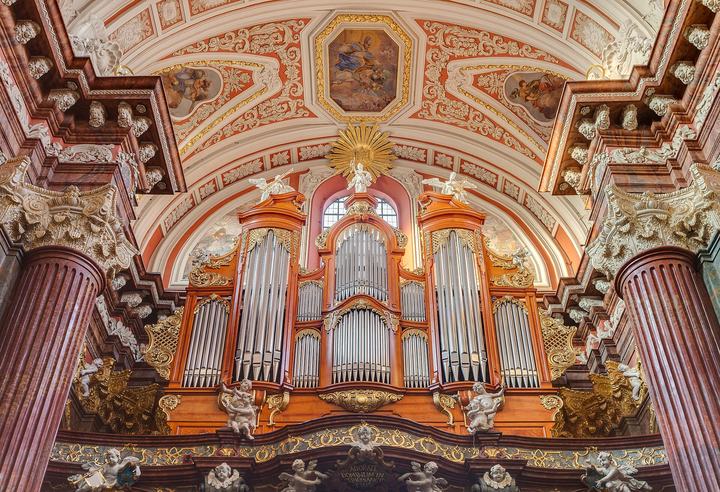 Poznań — Pipe organ of the Poznań Collegiate Church , Poland. The organ was made by the famous Germ