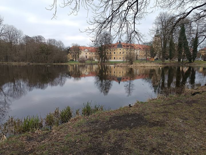 Rudy — Staw Rudy a Opactwo Cystersów w Rudach, Rudy, gmina Kuźnia Raciborska, okres Ratiboř, Slez