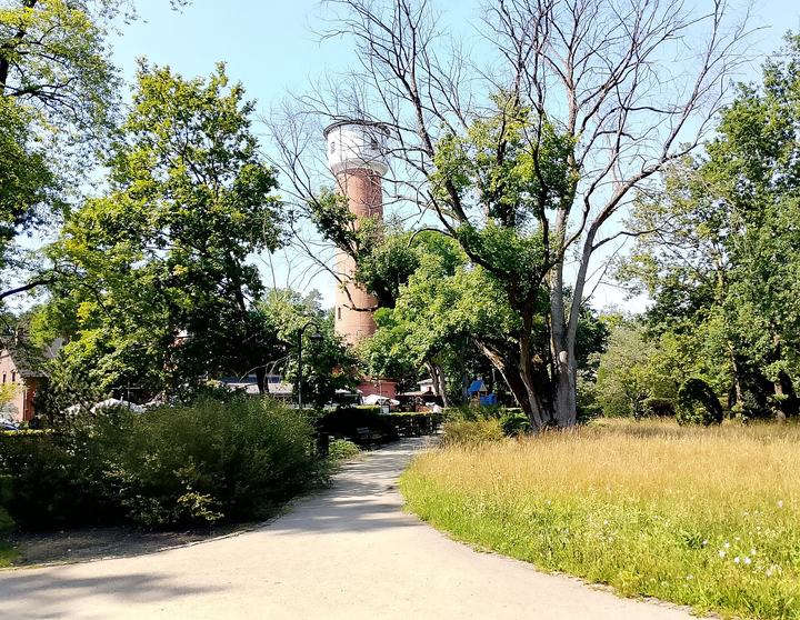Spała i Inowłódz — Park Prezydentów II Rzeczypospolitej (Spała) - widok na wieżę ciśnień