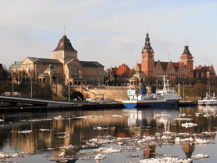 Szczecin — Wały Chrobrego in Szczecin, winter 2021