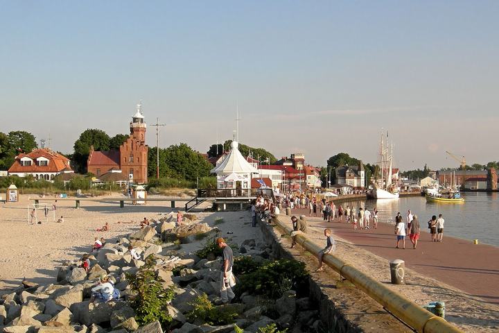 Ustka — View of lighthouse and port, Ustka, Poland