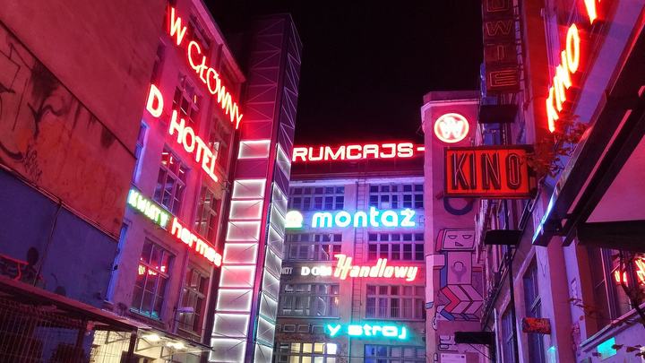 Warszawa — Wrocław , Poland. Neon signs gallery in a backyard in Ruska str.