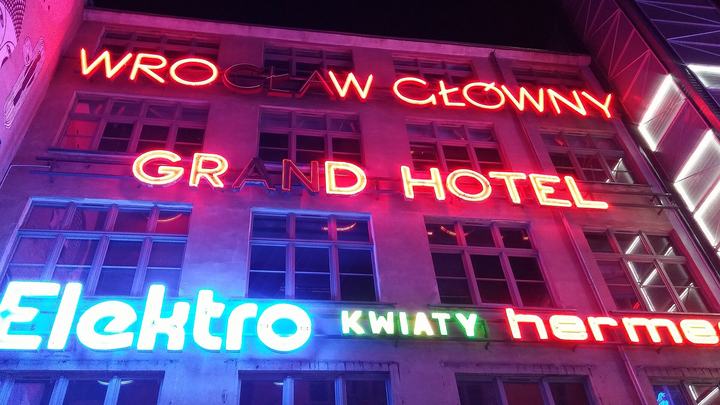 Warszawa — Wrocław , Poland. Neon signs gallery in a backyard in Ruska str.