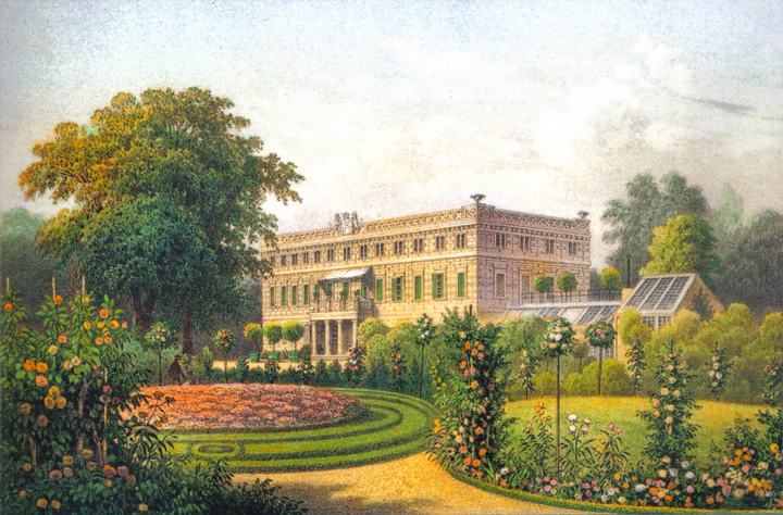 Zatonie — the palace in Günthersdorf (now: "Zatonie" in Poland) in the middle of the 19th century